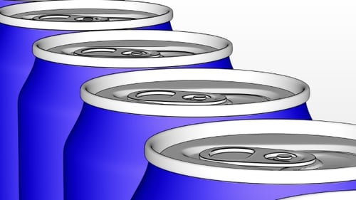 Animated Row of Stylized Blue Beverage Cans