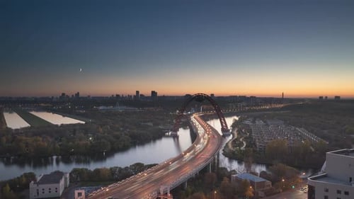 Autumn evening in Moscow with a view of the Picturesque Bridge