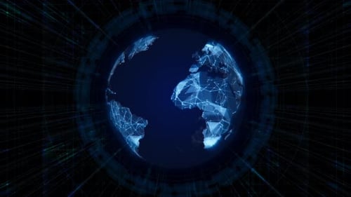 Abstract Tech Globe Animation with Global Network