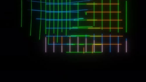 Abstrakte VJ-Schleife mit farblich pulsierenden Drahtgitterformen
