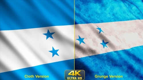 Animated Honduras Flag Waving Loop with Clean and Grunge Styles