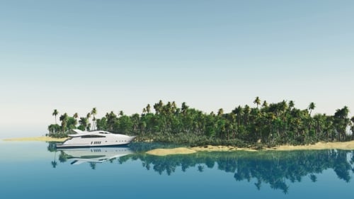 Yacht nahe Tropical Island