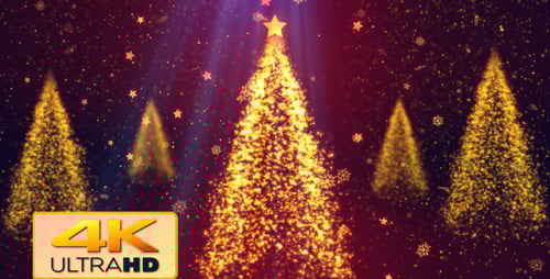Sparkling Golden Christmas Trees Festive Background Animation