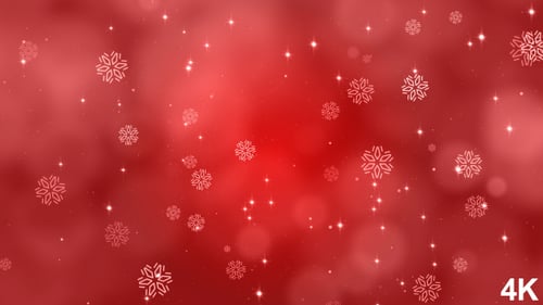 Red Christmas Snowflakes and Sparkles Animated Background