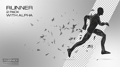 Futuristic Polygonal Runner with Dissolving Particles Animation