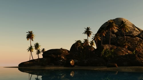 Tropical Island with Palms