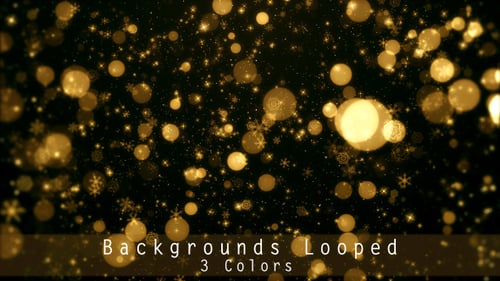 Golden Sparkling Snowflakes and Bokeh Particles Background Loop