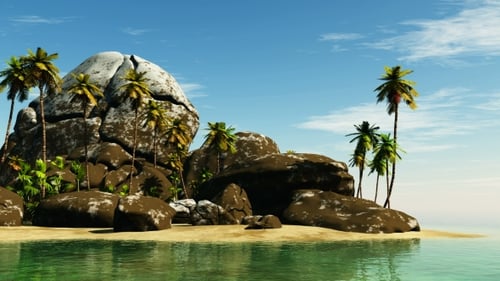 Tropical Island with Palms