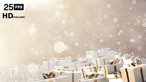 Elegant Christmas Gifts and Falling Snowflakes Loop