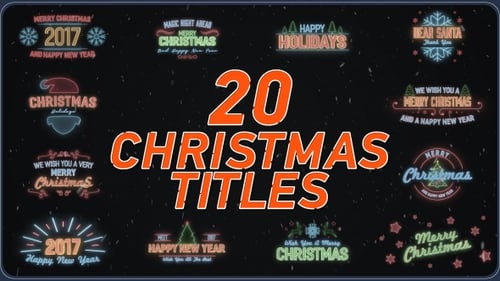 Animated Holiday and New Year Neon Titles