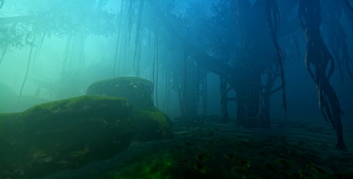 Enchanted Forest Journey with Mystical Glowing Particles