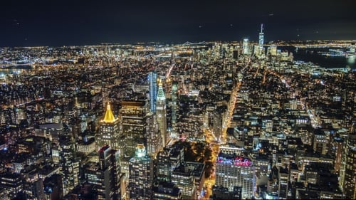 Stunning Night View of Manhattan From the Bird's-eye View