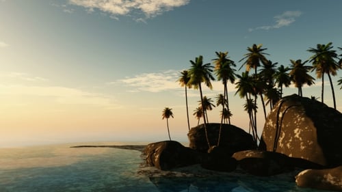 Tropical Island with Palms