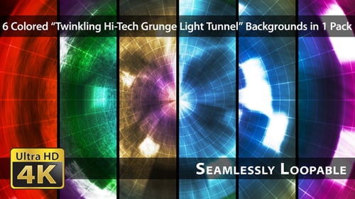 Funkelnder Hi-Tech-Grunge-Lichttunnel — Packung 01