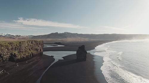 Reynisfjara Black Sand Beach With Rocks
