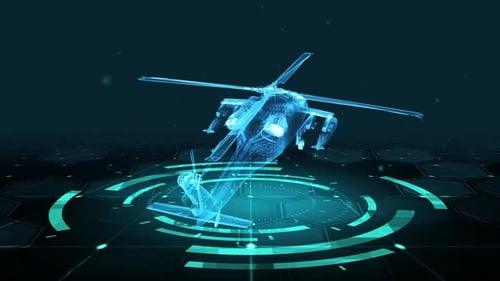 HUD The futuristic 3D sci-fi Helicopter