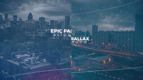 Dynamic Parallax Slideshow with Abstract Digital Overlays