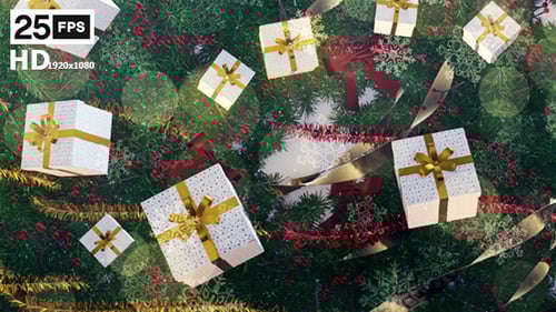 Christmas Gifts and Snowflakes Festive Looping Background