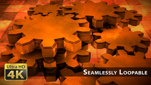Dynamic Golden Gears Rotating Background Animation