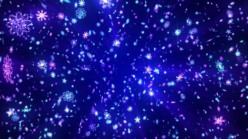 Festive Glowing Blue Snowflakes Falling Christmas Background
