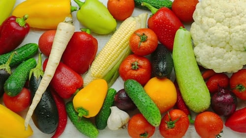 Fresh, Washed Vegetables Displayed
