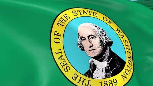 Washington State Flag Realistic Waving Animation