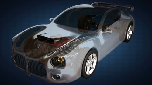 Loop-Auto mit sichtbarem Chassis und Motor