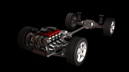 Car Chassis with Engine