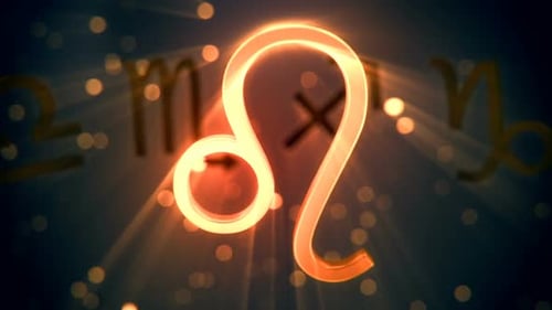 Glowing Leo Zodiac Symbol Animation