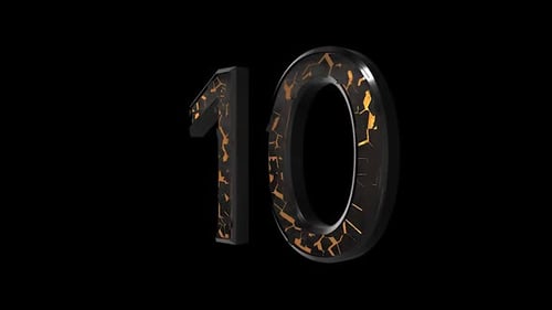 Animated 3D Cracked Gold Number Reveal Elements