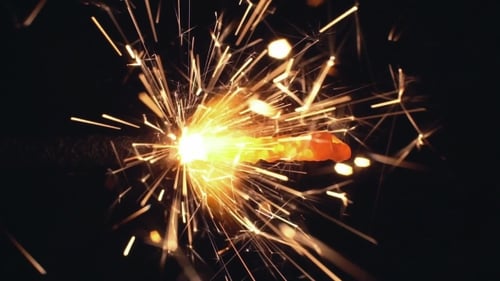 Close Up of a Burning Sparkler at Night