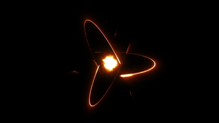 Glowing Atom Core with Orbiting Particles Seamless Loop Animation ...