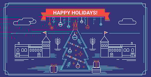 Animated Line Art Holiday Greeting Card
