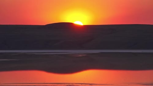 Sunset Over Salt Lake Chokrak in Crimea