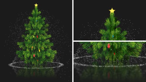 Animated Christmas Tree with Sparkling Snow and Blinking Lights