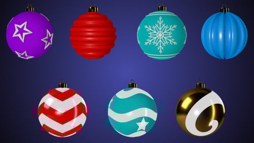 Animated 3D Christmas Ornament Collection with Alpha Channel