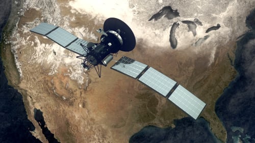 Satellite Flying Over U.S.A.