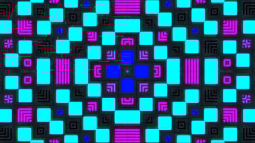 Seamless Looping Abstract Geometric Neon Kaleidoscope Background