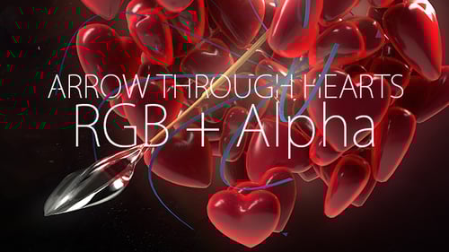 Romantic 3D Hearts Bursting Animation with Arrow