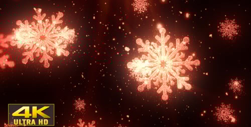 Falling Red Christmas Snowflakes Festive Background Loop