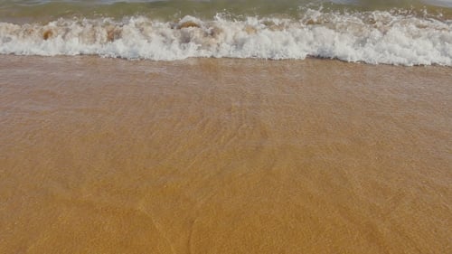 Sea, Ocean Waves Over Sand Beach