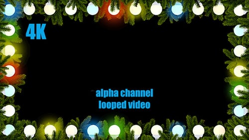 Animated Christmas Tree Frame with Blinking Lights Border