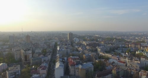 Aerial Drone Flight Footage: Picturesque View of Kiev Cityscape