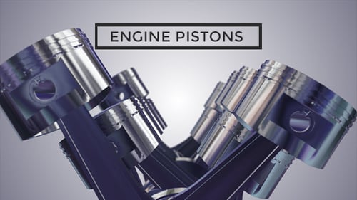 Realistic 3D Animation of V8 Engine Pistons Moving