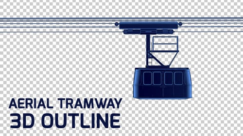 Cable Car - Aerial Tramway - 3D Outline