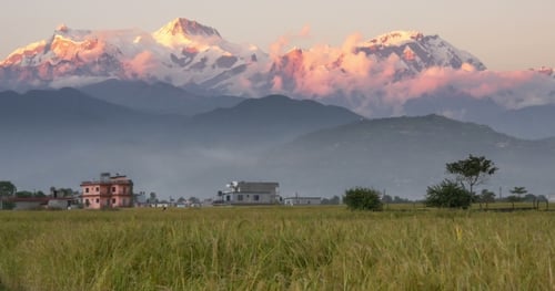 Mountain Peaks in Sunrise Light