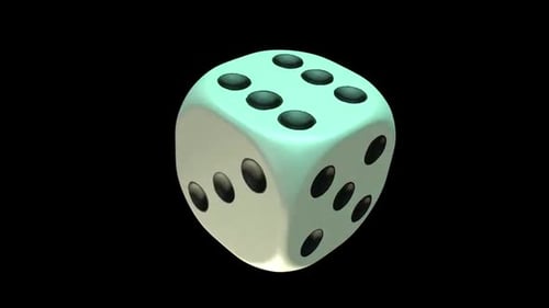 Animated 3D Mint Green Dice Tumbling