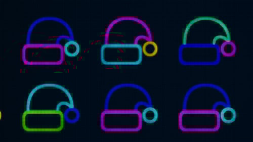 Animated Neon Santa Hats Christmas Loop Background
