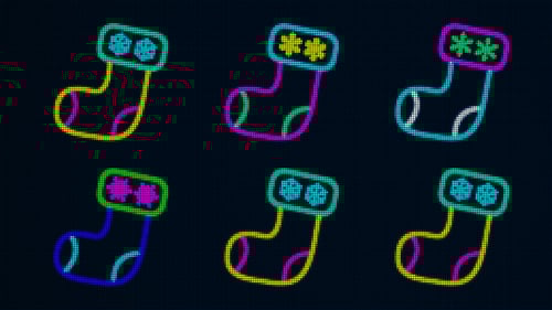 Neon Pixel Christmas Stockings Seamless Loop
