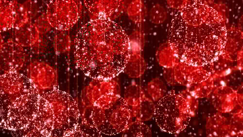 Sparkling Red Christmas Ornaments Loop Background